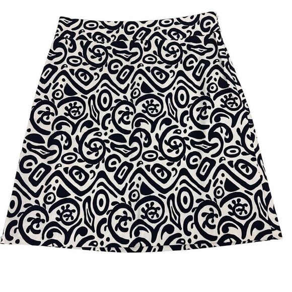 Ann Taylor Womens Aline Skirt Size 0 Blue Cream Side Zip Closure - Picture 2 of 6